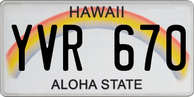 HI license plate YVR670