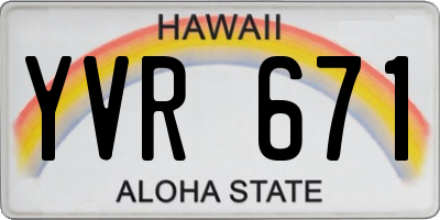 HI license plate YVR671