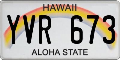 HI license plate YVR673