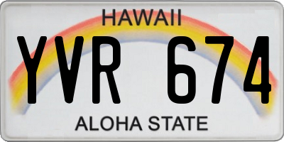 HI license plate YVR674