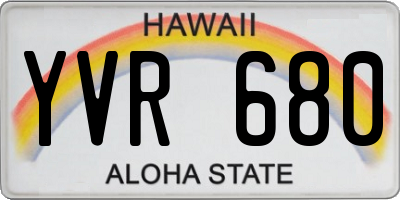 HI license plate YVR680