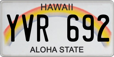 HI license plate YVR692