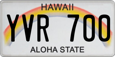 HI license plate YVR700