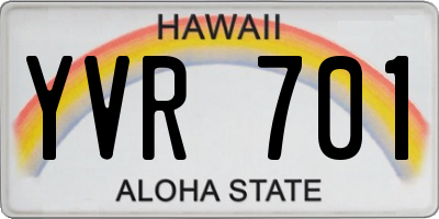 HI license plate YVR701