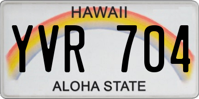 HI license plate YVR704