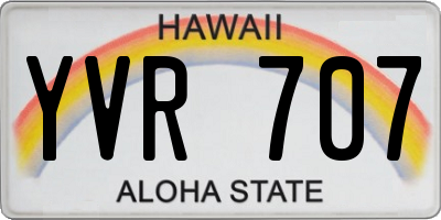 HI license plate YVR707