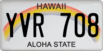 HI license plate YVR708