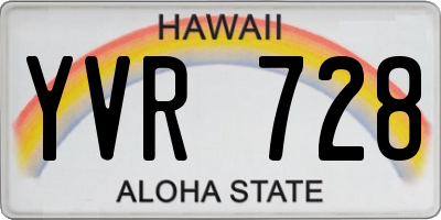 HI license plate YVR728
