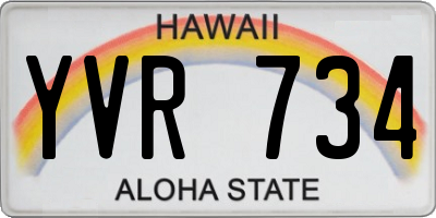 HI license plate YVR734