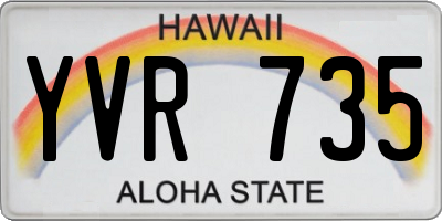 HI license plate YVR735