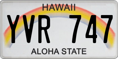 HI license plate YVR747