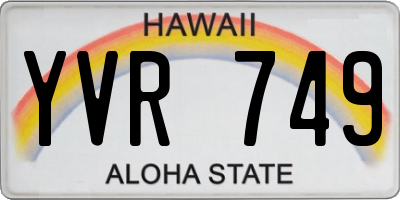 HI license plate YVR749