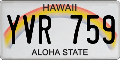 HI license plate YVR759