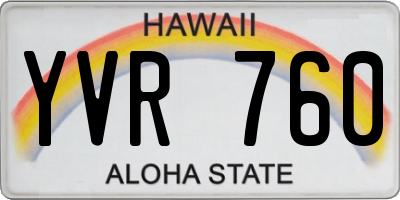 HI license plate YVR760