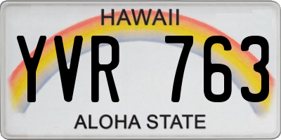 HI license plate YVR763