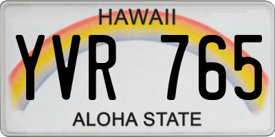 HI license plate YVR765
