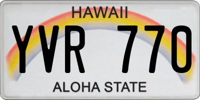 HI license plate YVR770