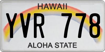 HI license plate YVR778