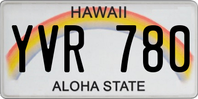 HI license plate YVR780