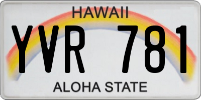 HI license plate YVR781
