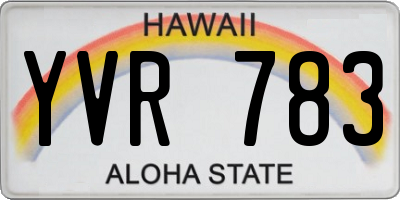 HI license plate YVR783