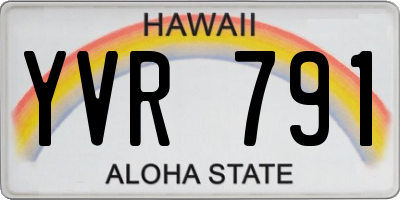 HI license plate YVR791