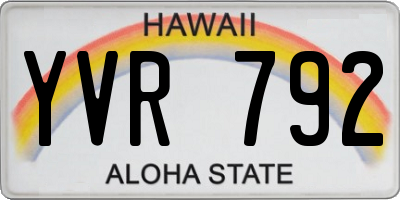 HI license plate YVR792