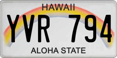 HI license plate YVR794
