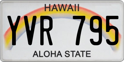 HI license plate YVR795