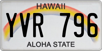 HI license plate YVR796