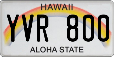 HI license plate YVR800