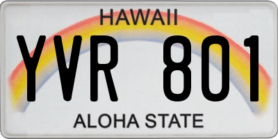 HI license plate YVR801