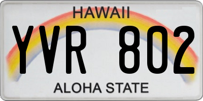 HI license plate YVR802