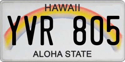HI license plate YVR805