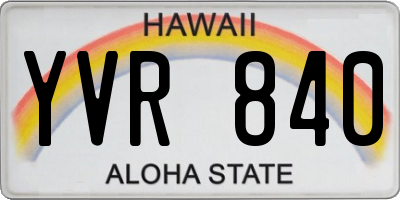 HI license plate YVR840