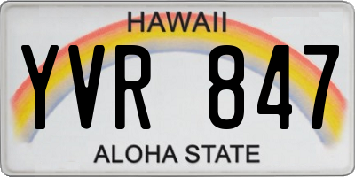 HI license plate YVR847