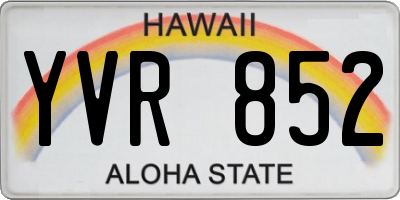HI license plate YVR852