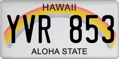 HI license plate YVR853