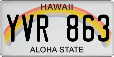 HI license plate YVR863