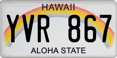 HI license plate YVR867