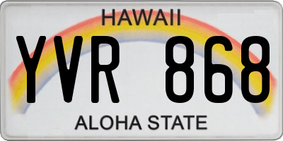 HI license plate YVR868