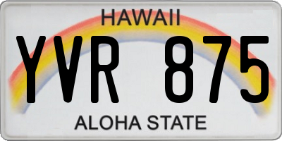 HI license plate YVR875