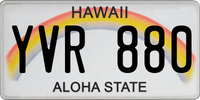 HI license plate YVR880