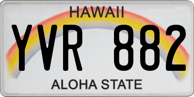 HI license plate YVR882