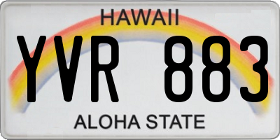 HI license plate YVR883