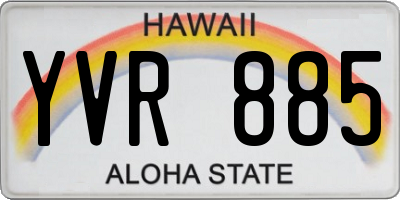 HI license plate YVR885