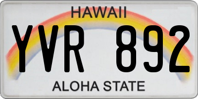 HI license plate YVR892