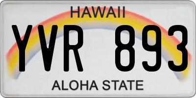 HI license plate YVR893