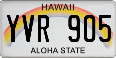 HI license plate YVR905