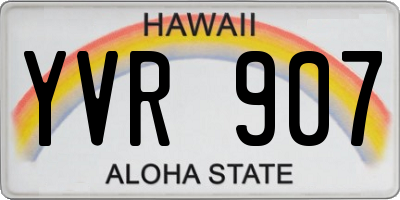 HI license plate YVR907